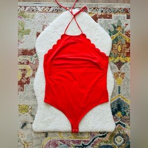 Express Red/Burnt Orange Halter Women’s  Bodysuit Size LARGE